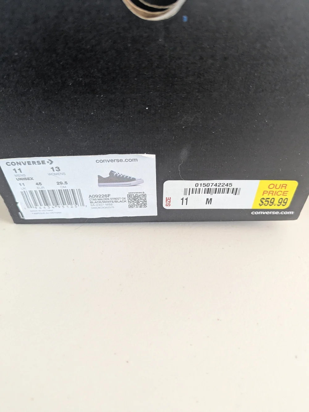 Converse Chuck Taylor All Star Malden Street Ox Black White Sneakers Men’s 11